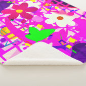 Pop Art Bright Flowers Sherpa Deken (3/4)