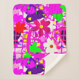 Pop Art Bright Flowers Sherpa Deken