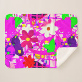 Pop Art Bright Flowers Sherpa Deken (Voorkant (horizontaal))