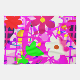 Pop Art Bright Flowers Theedoek