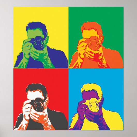 Pop Art Bright kleuren fotograaf camera decor Poster (Voorkant)
