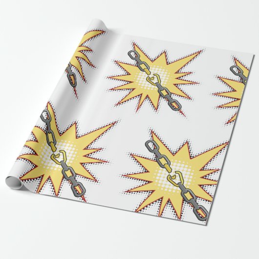 Pop Art Broken Chain Explosion Bold Comic Style Cadeaupapier (Uitgerold)