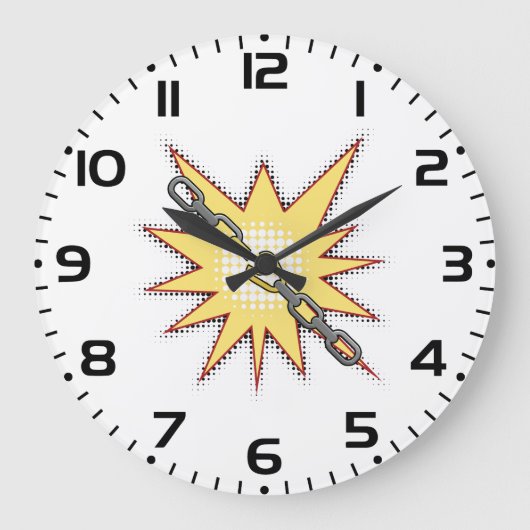 Pop Art Broken Chain Explosion Bold Comic Style Grote Klok (Voorkant)