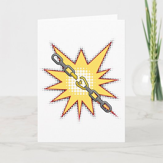 Pop Art Broken Chain Explosion Bold Comic Style Kaart