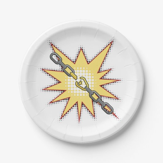 Pop Art Broken Chain Explosion Bold Comic Style Papieren Bordje (Voorkant)