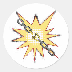 Pop Art Broken Chain Explosion Bold Comic Style Ronde Sticker