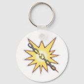 Pop Art Broken Chain Explosion Bold Comic Style Sleutelhanger (Voorkant)