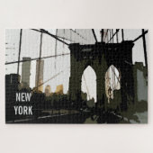 Pop Art Brooklyn Bridge ıllustration New York City Legpuzzel (Horizontaal)