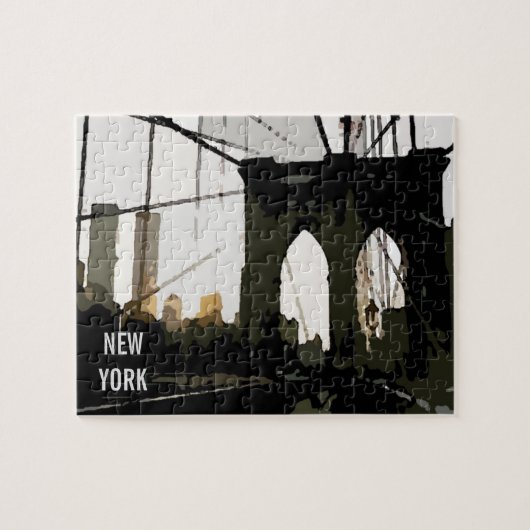 Pop Art Brooklyn Bridge ıllustration New York City Legpuzzel (Horizontaal)