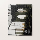 Pop Art Brooklyn Bridge ıllustration New York City Legpuzzel (Verticaal)