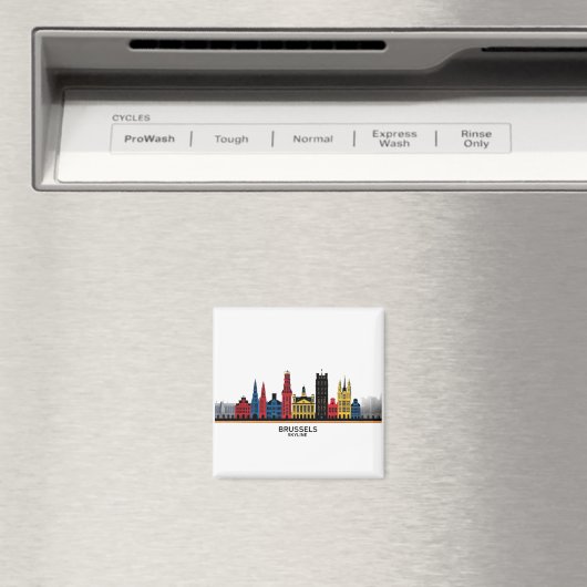 Pop-Art Brussels Skyline Magnet (Insitu (Vaatwasser))