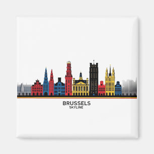 Pop-Art Brussels Skyline Magnet