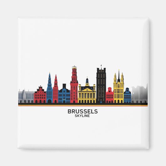 Pop-Art Brussels Skyline Magnet (Voorkant)