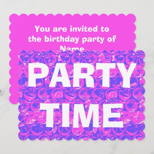 Pop art bubble rap verjaardagsuitnodiging kaart (Voorkant / Achterkant)