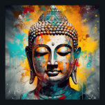 Pop Art Buddha Bust Poster<br><div class="desc">Serene, grafische, abstracte Boeddha bust art</div>
