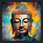 Pop Art Buddha Bust Poster<br><div class="desc">Serene,  grafische,  abstracte Boeddha bust art</div>