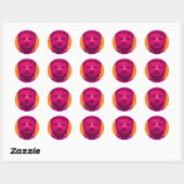 Pop Art Buddha Pink en Oranje Ronde Sticker (Vel)