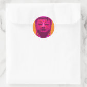 Pop Art Buddha Pink en Oranje Ronde Sticker (Tas)