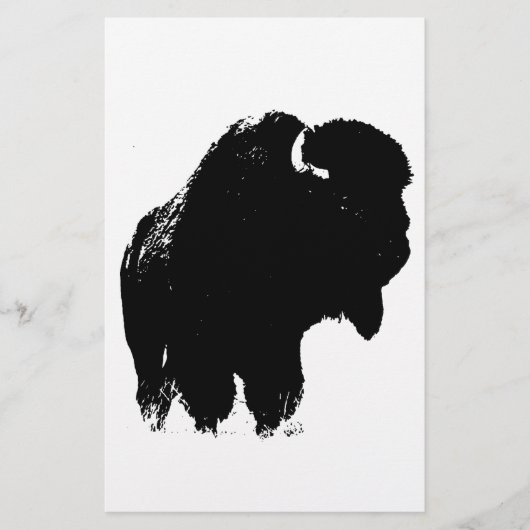 Pop Art Buffalo Bison Silhouette Briefpapier (Voorkant)