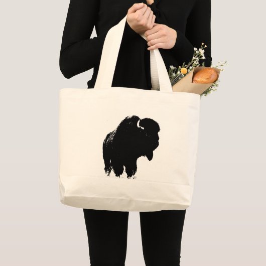 Pop Art Buffalo Bison Silhouette Grote Tote Bag (Voorkant (product))