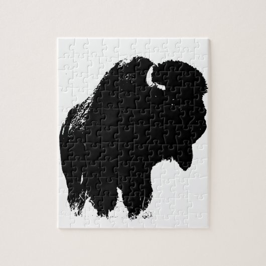 Pop Art Buffalo Bison Silhouette Legpuzzel (Verticaal)