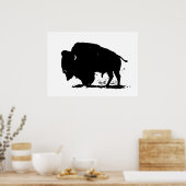 Pop Art Buffalo Bison Silhouette Poster (Keuken)
