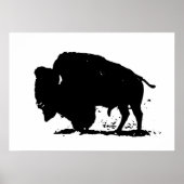 Pop Art Buffalo Bison Silhouette Poster (Voorkant)