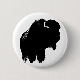Pop Art Buffalo Bison Silhouette Ronde Button 5,7 Cm