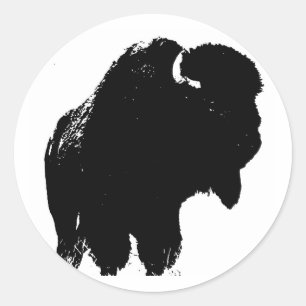 Pop Art Buffalo Bison Silhouette Ronde Sticker