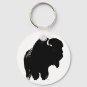 Pop Art Buffalo Bison Silhouette Sleutelhanger (Voorkant)