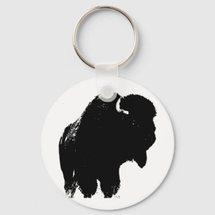 Pop Art Buffalo Bison Silhouette Sleutelhanger
