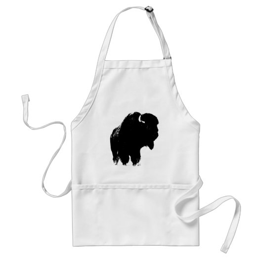 Pop Art Buffalo Bison Silhouette Standaard Schort (Voorkant)