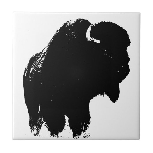 Pop Art Buffalo Bison Silhouette Tegeltje (Voorkant)