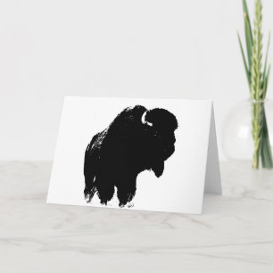 Pop Art Buffalo Bizon Silhouet Kaart