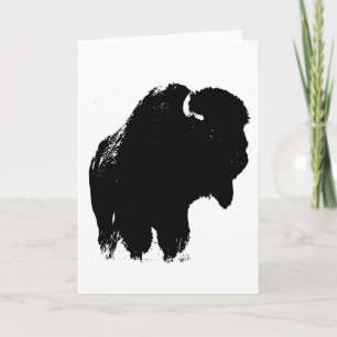 Pop Art Buffalo Bizon Silhouet Kaart