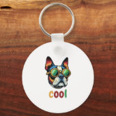 Pop Art Bulldog Met Beschermbril Sleutelhanger (Voorkant)