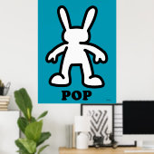 Pop Art Bunny – Vetgedrukte Blauwgroen Omtrek Poster (Thuiskantoor)