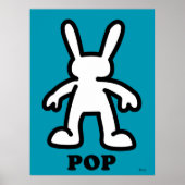 Pop Art Bunny – Vetgedrukte Blauwgroen Omtrek Poster (Voorkant)