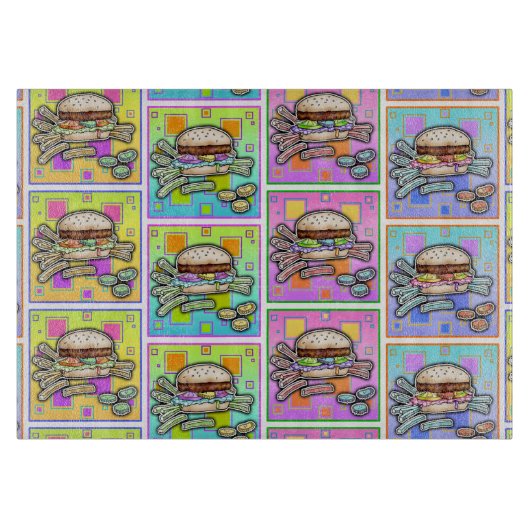 POP ART BURGER (Hamburger) Snijplank (Voorkant)