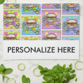 POP ART BURGER (Hamburger) Theedoek (Gevouwen)