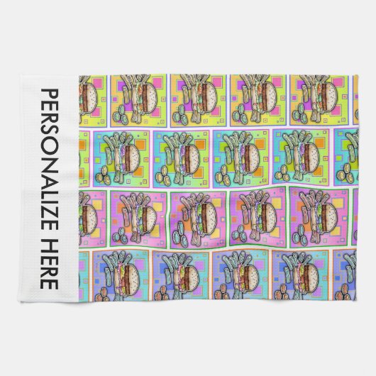 POP ART BURGER (Hamburger) Theedoek (Horizontaal)