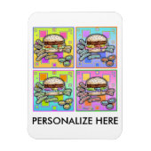 POP ART BURGER Pop Art HAMBURGER met VRIJ. Een cla Magneet (Verticaal)