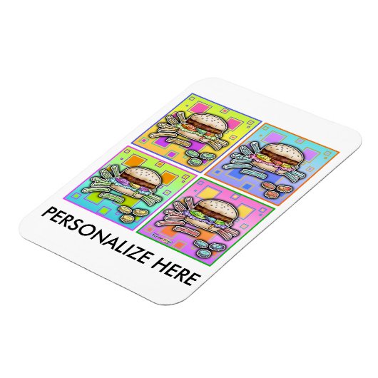 POP ART BURGER Pop Art HAMBURGER met VRIJ. Een cla Magneet (Linkerzijde)