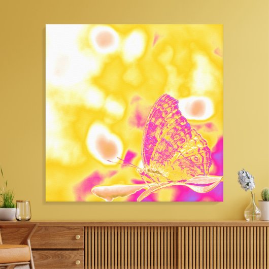Pop Art Butterfly op blad Canvas Afdruk (Insitu (Woonkamer))