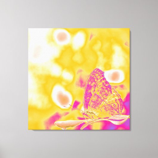 Pop Art Butterfly op blad Canvas Afdruk (Voorkant)