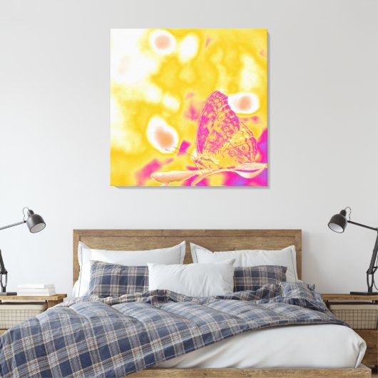 Pop Art Butterfly op blad Canvas Afdruk (Insitu (Slaapkamer))