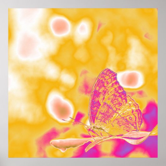 Pop Art Butterfly op blad Poster (Voorkant)