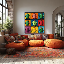 Pop Art Cactus Grid Wall Art Poster