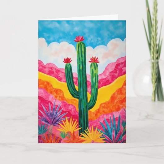 Pop Art Cactus Southwest Stationery Kaart (Voorkant)