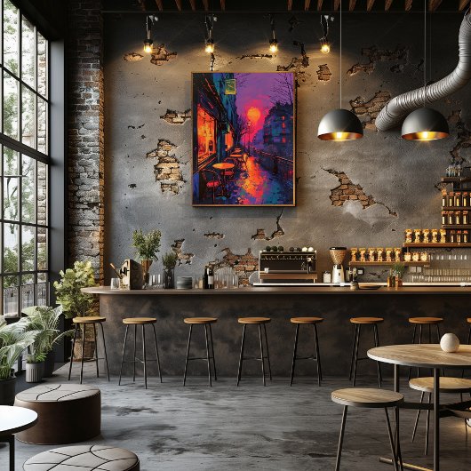 Pop Art: Café Nocturno en París Foto Afdruk